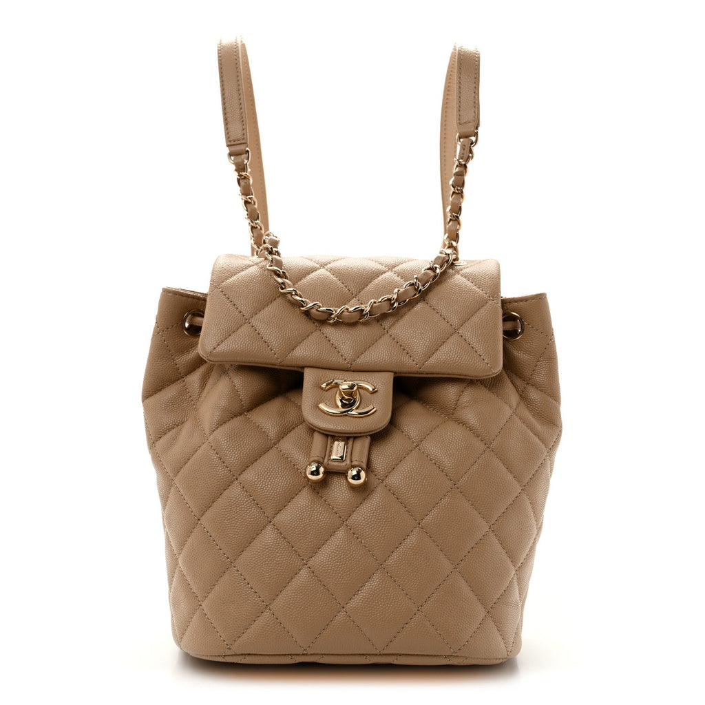 Caviar Quilted Mini Urban Spirit Backpack Dark Beige