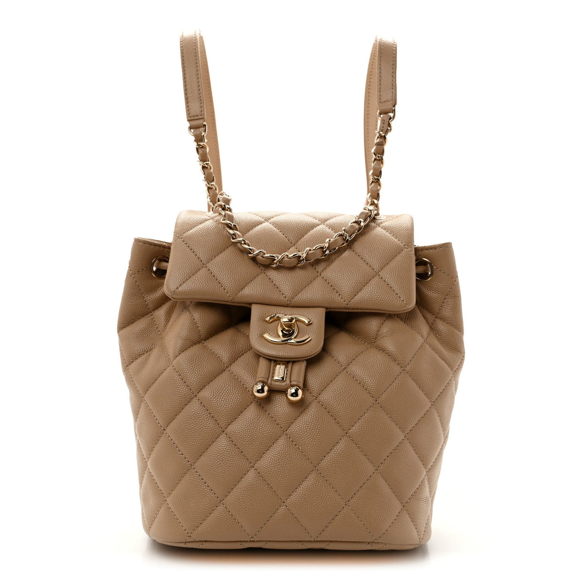 Caviar Quilted Mini Urban Spirit Backpack Dark Beige