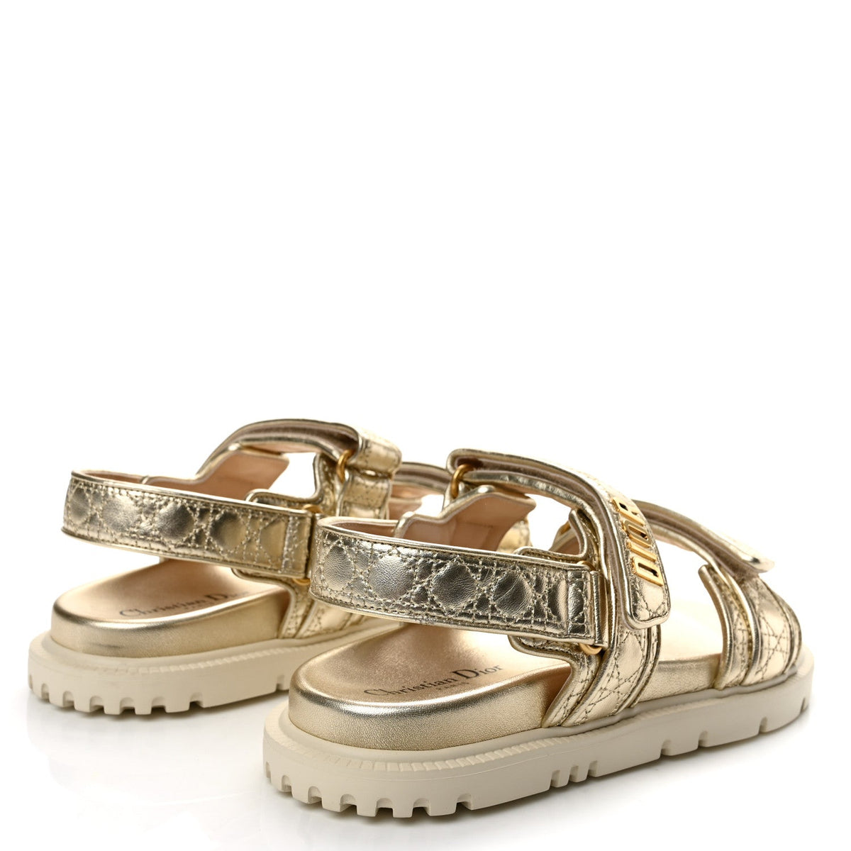 Laminated Sheepskin Cannage Dioract Sandals 39.5 Pale Gold