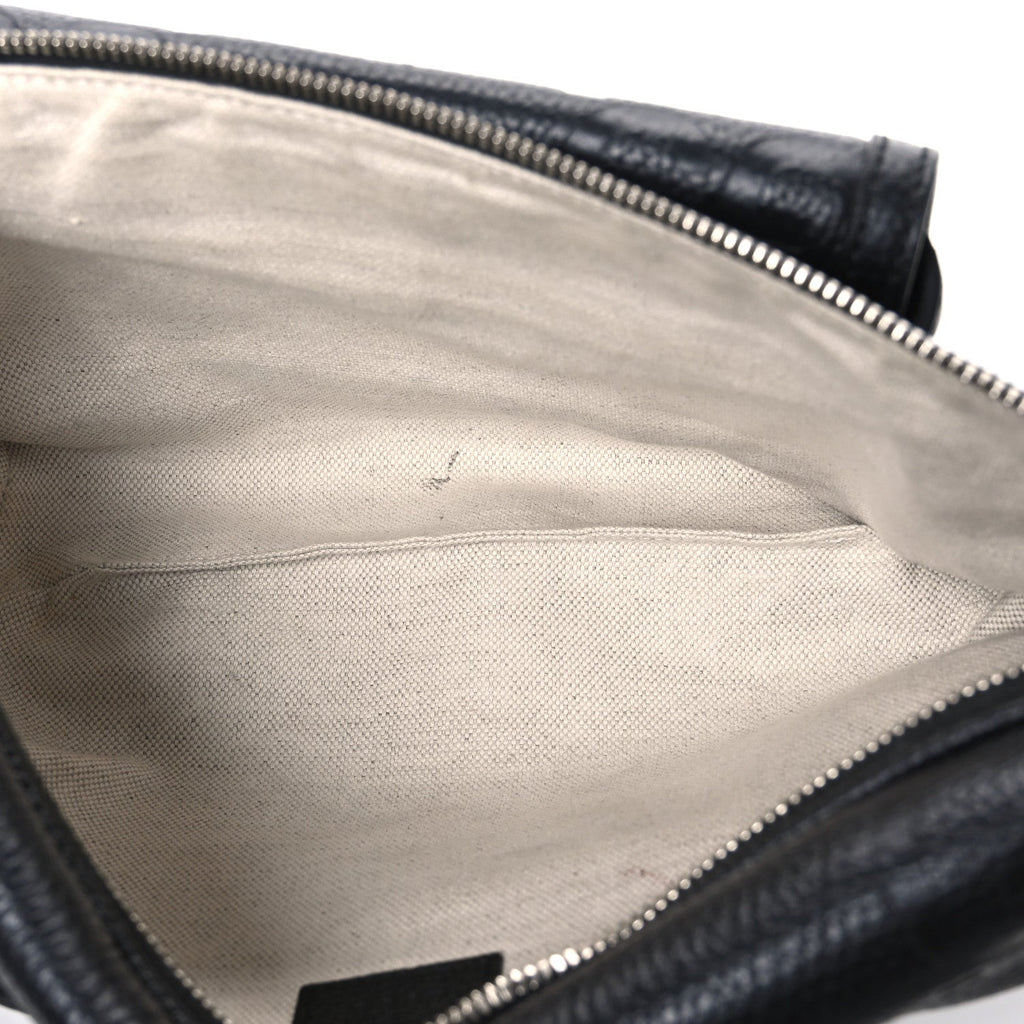Calfskin GG Tennis Embossed Pocket Belt Bag Black