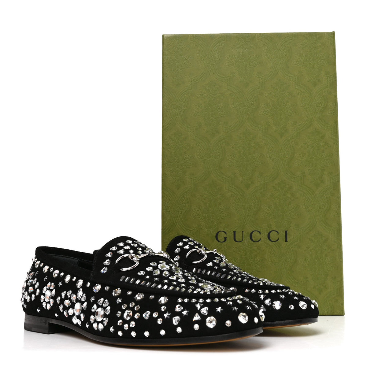 Kid Scamosciato Crystal GG Monogram Jordaan Loafer 37.5 Black