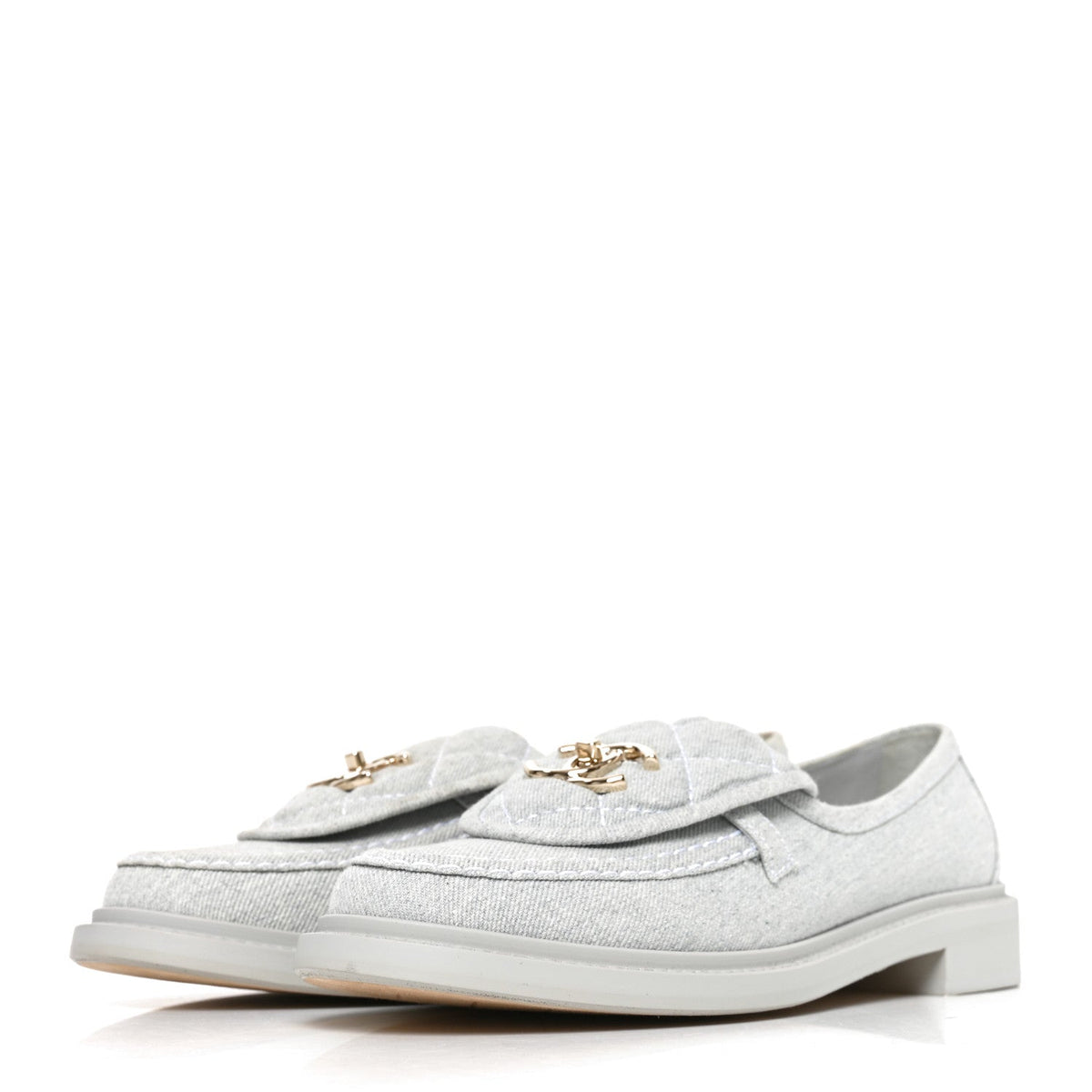 Denim CC Turnlock Loafers 37 Blue