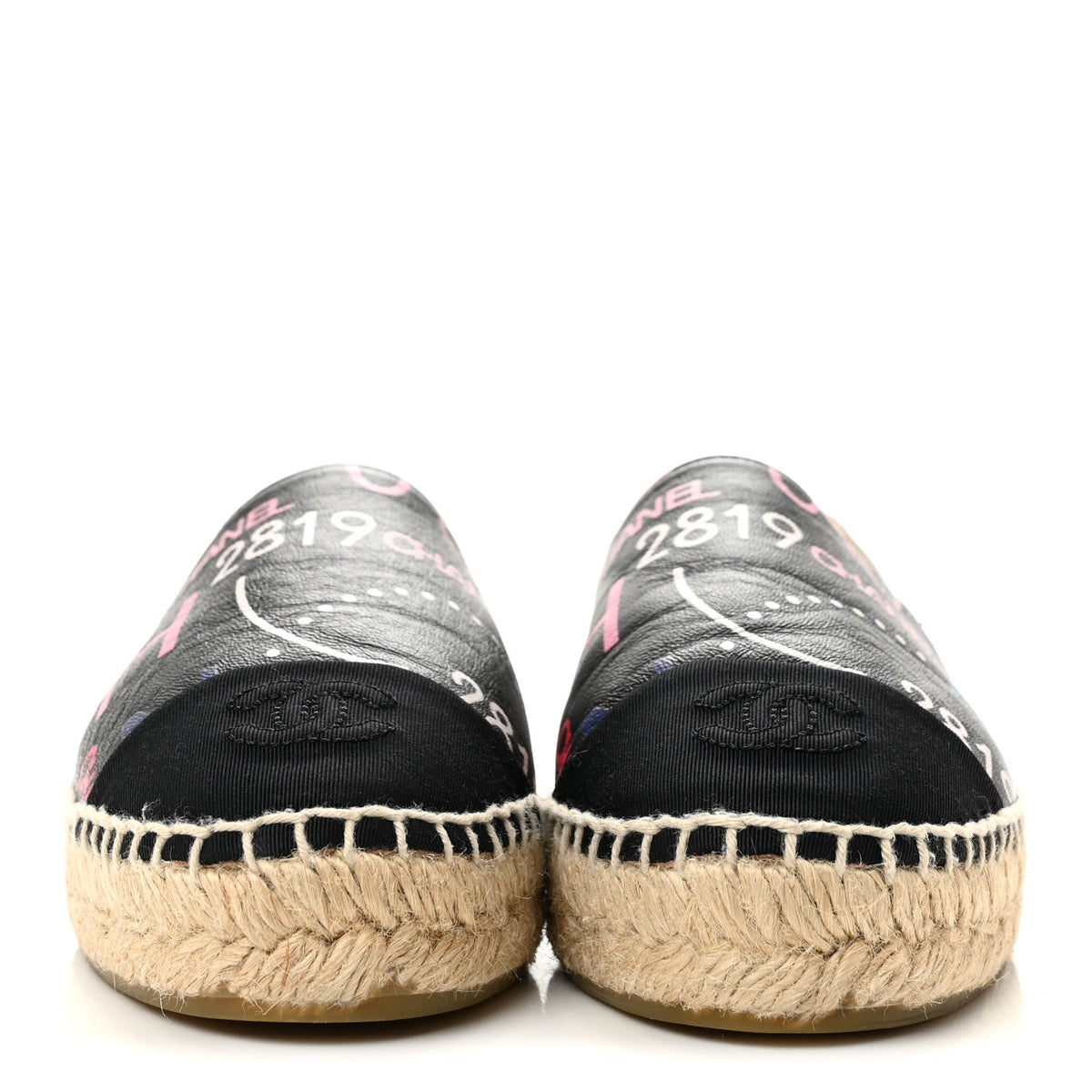 Lambskin Grosgrain Printed Espadrilles 36 Multicolor Black
