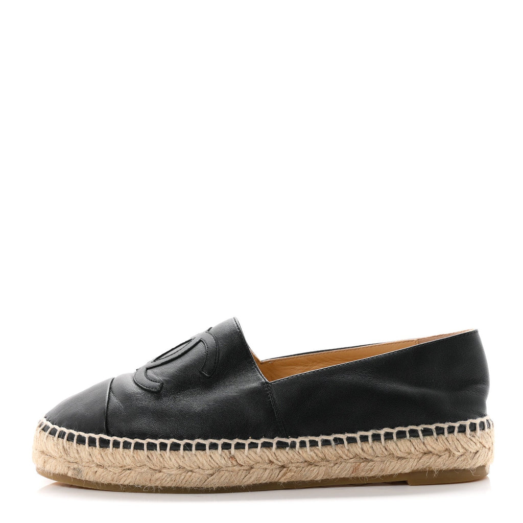 Lambskin CC Espadrilles 38 Black