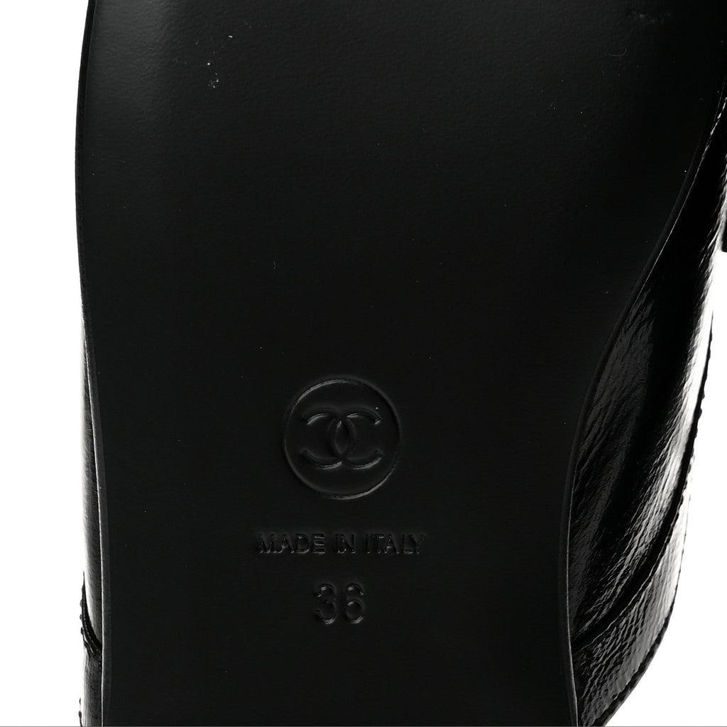 Shiny Crumpled Lambskin CC Mules 36 Black