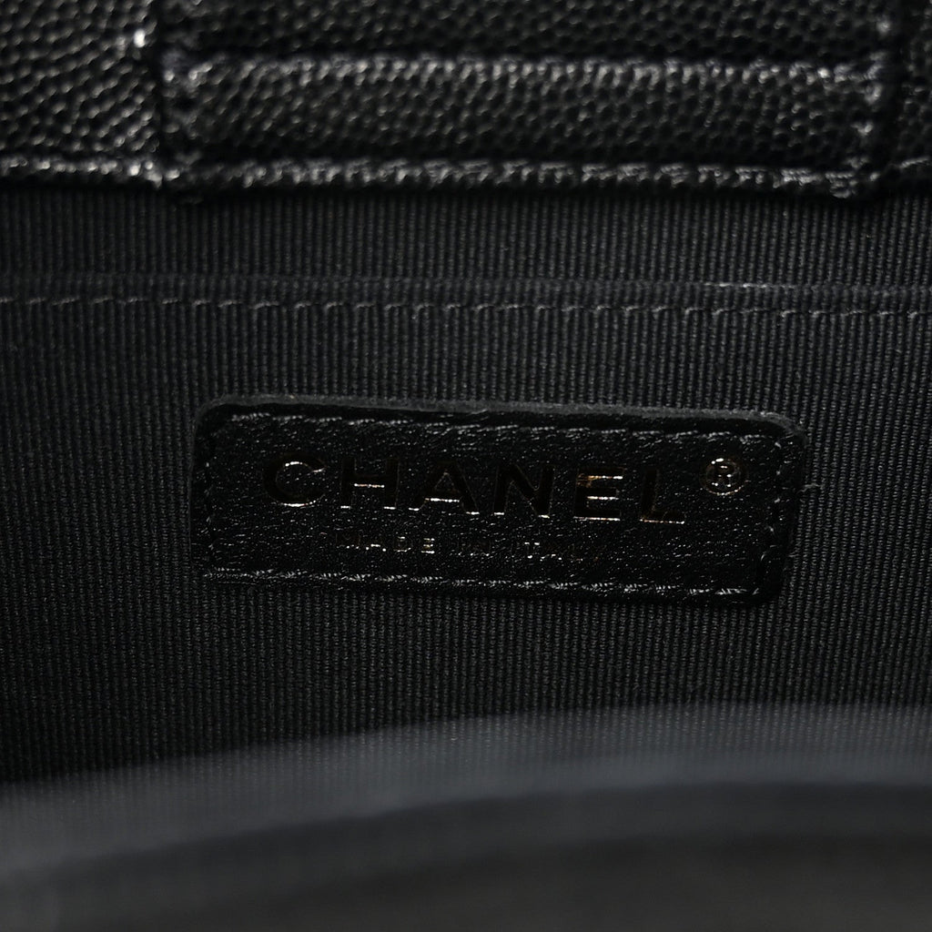 Caviar Quilted Flap Bucket Bag Black