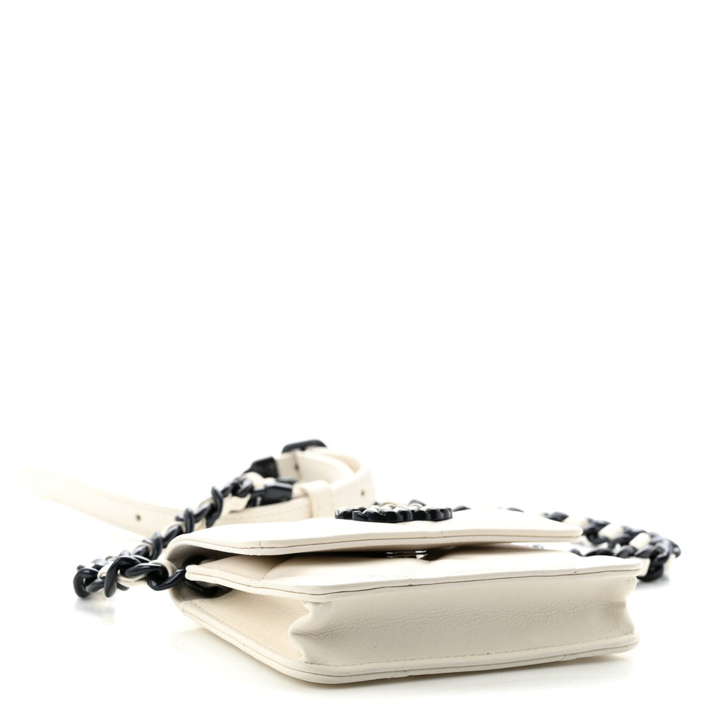 Caviar Quilted My Everything Belt Flap Card Holder White