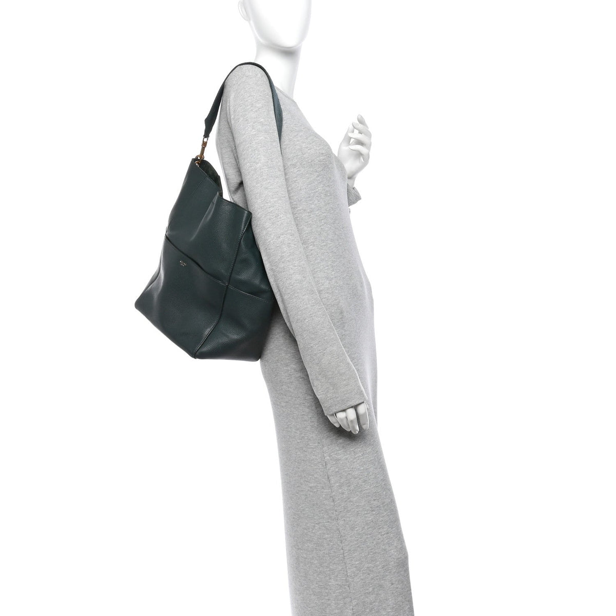 Soft Grained Calfskin Sangle Bucket Bag Amazone