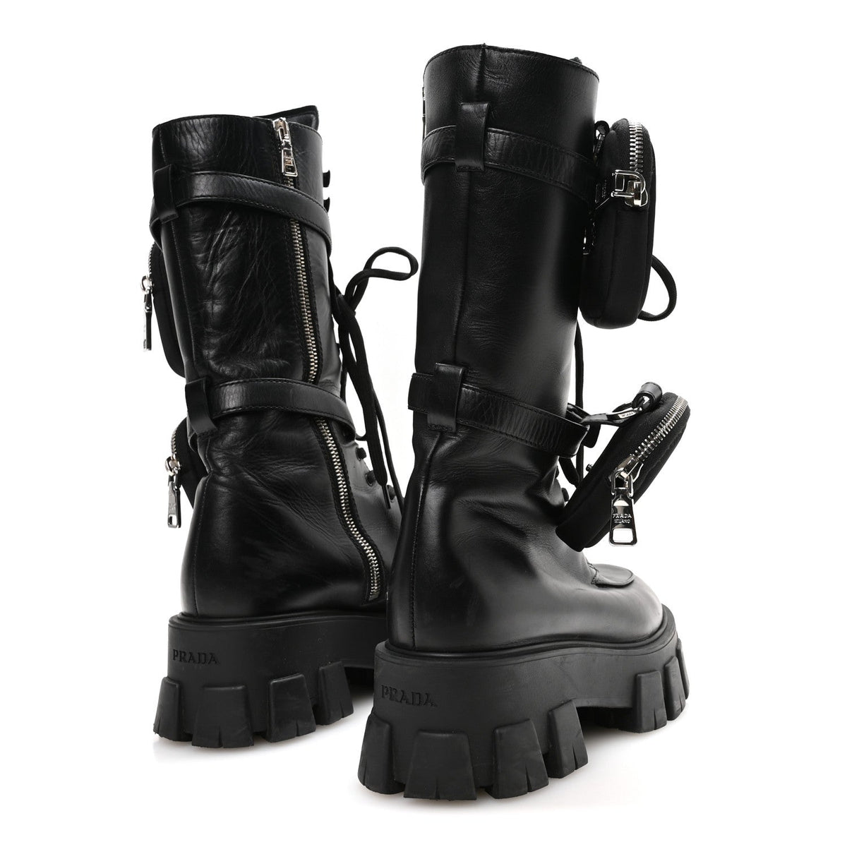 Spazzolato Rois Re-Nylon Metal Triangle Logo Monolith Pouch Pocket 55mm Tall Combat Boots 38 Black