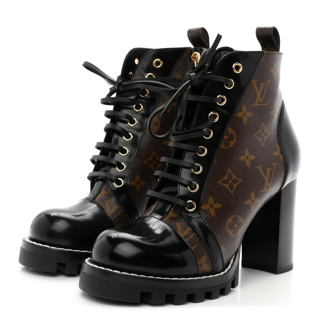 Patent Calfskin Monogram Star Trail Ankle Boots 39 Black