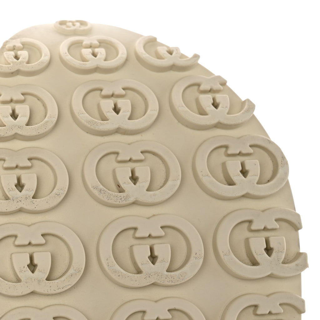 Cubic Rubber GG Monogram Womens Interlocking G Platform 42mm Slide Sandals 36 Beige Ebony