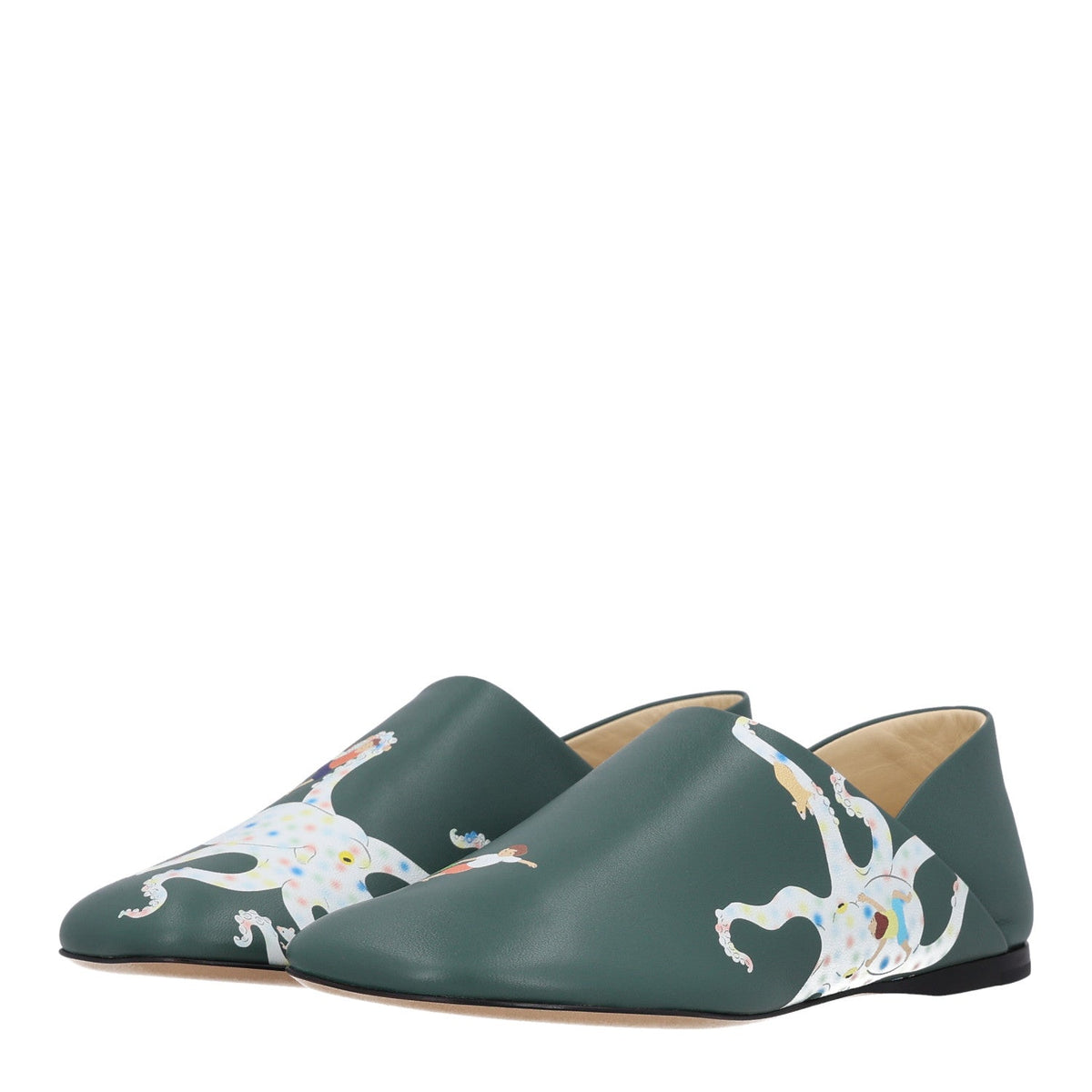 X SUNA FUJITA Shiny Calfskin Octopus Loafers 36 Vetiver