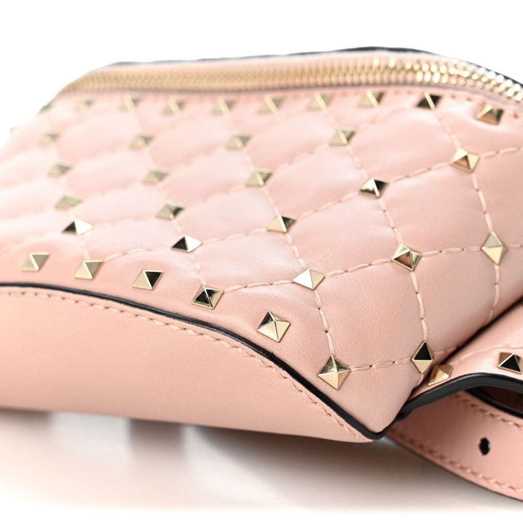 Lambskin Rockstud Spike Belt Bag 85 Water Rose