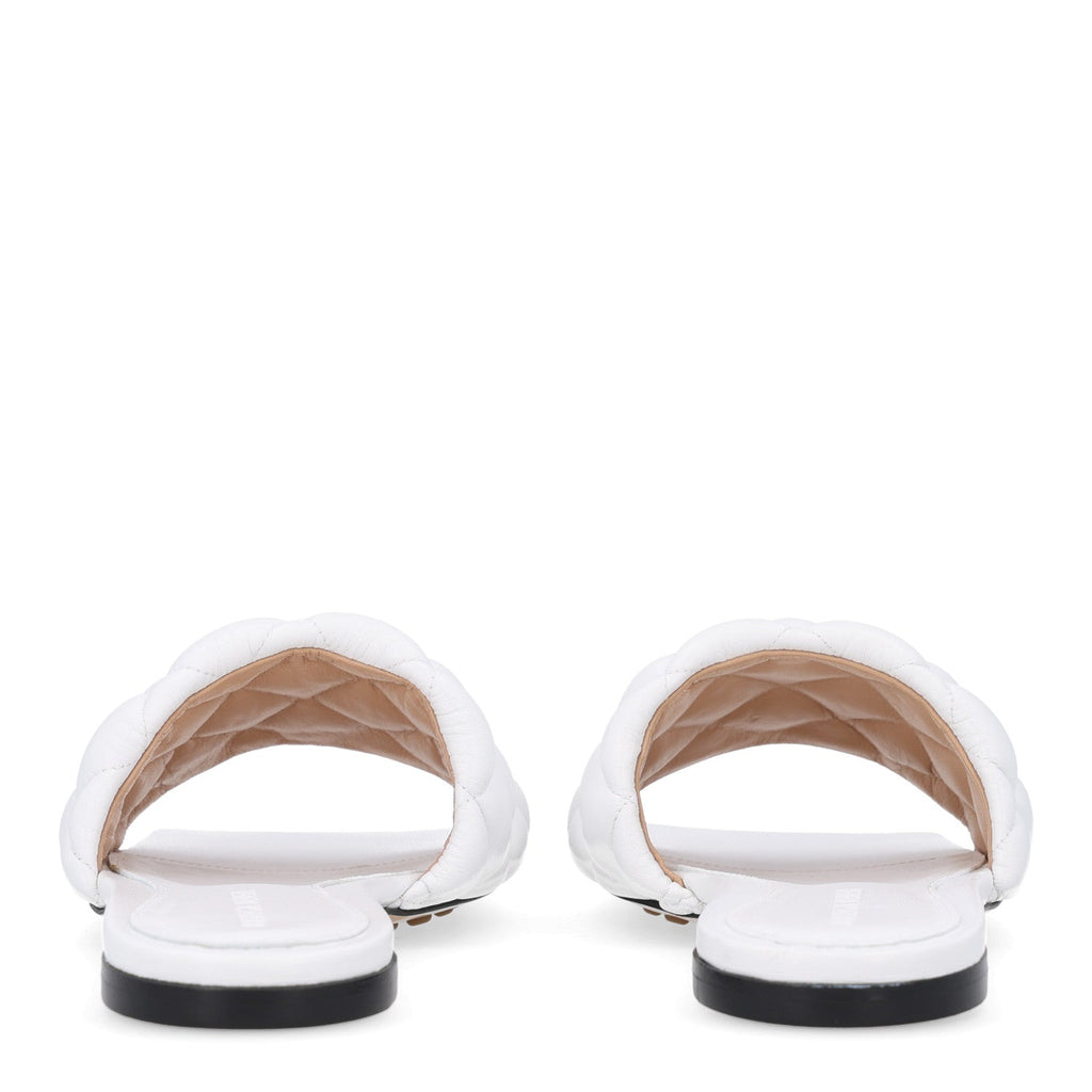 Nappa Matelasse Padded Flat Sandals 37.5 Optic White