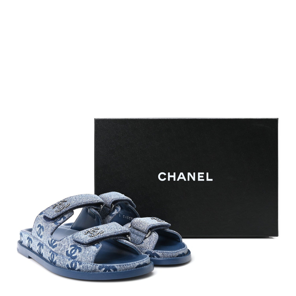 Denim CC Velcro Dad Chain CC Slide Sandals 36.5 Blue