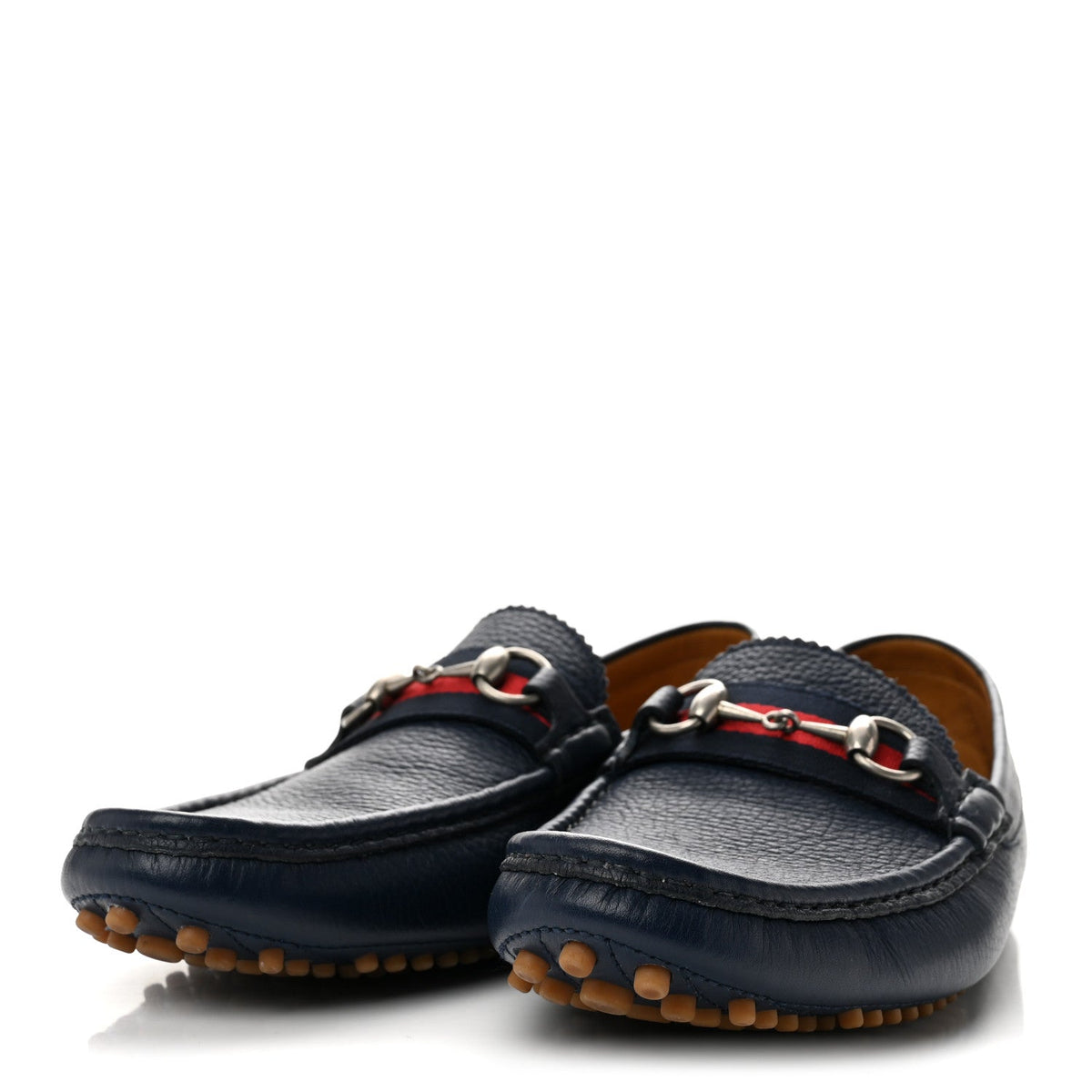 Road Calfskin Web Mens Horsebit Driver Loafers 9 Maritime