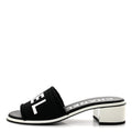 Cotton Logo Mule Sandals 40 Black White