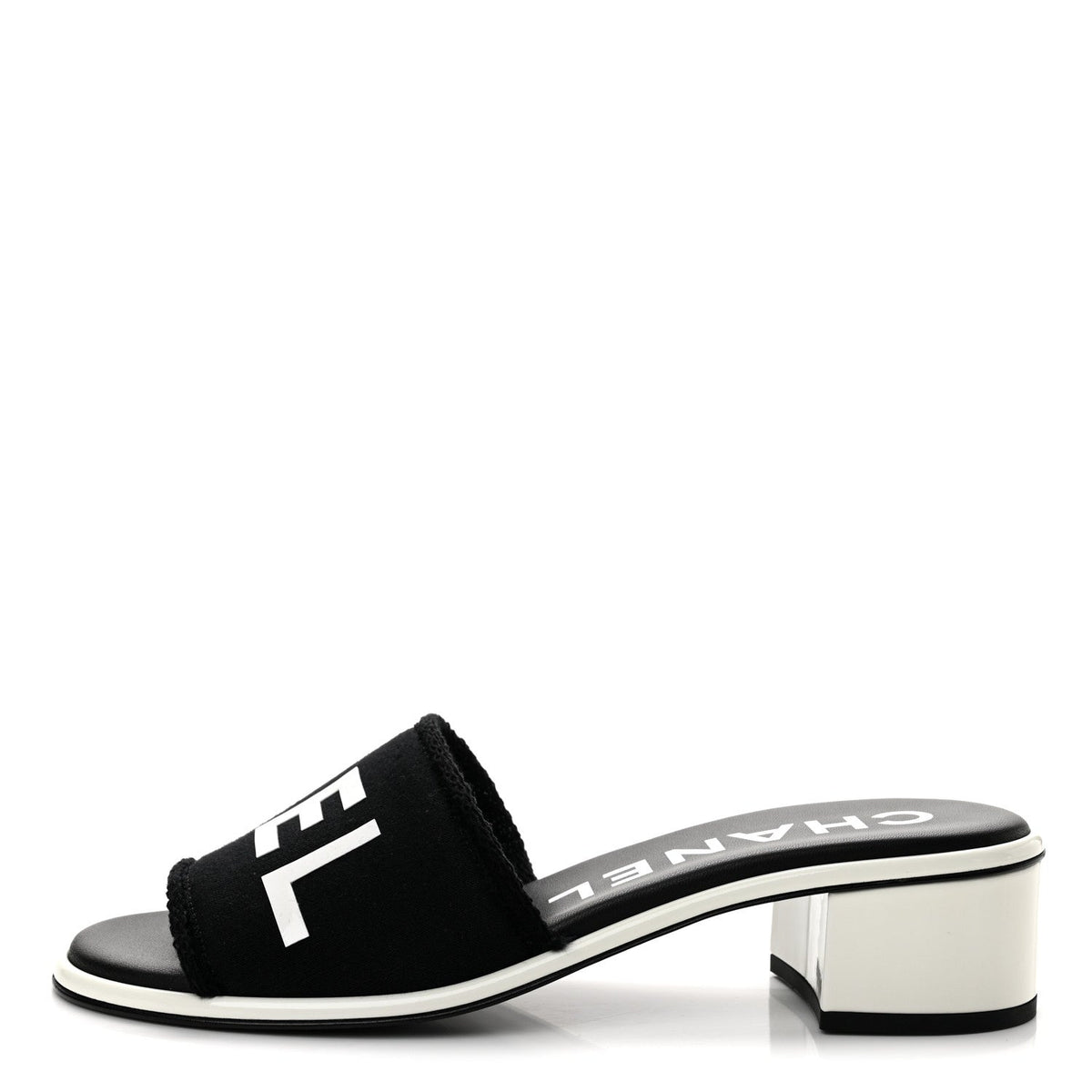 Cotton Logo Mule Sandals 40 Black White