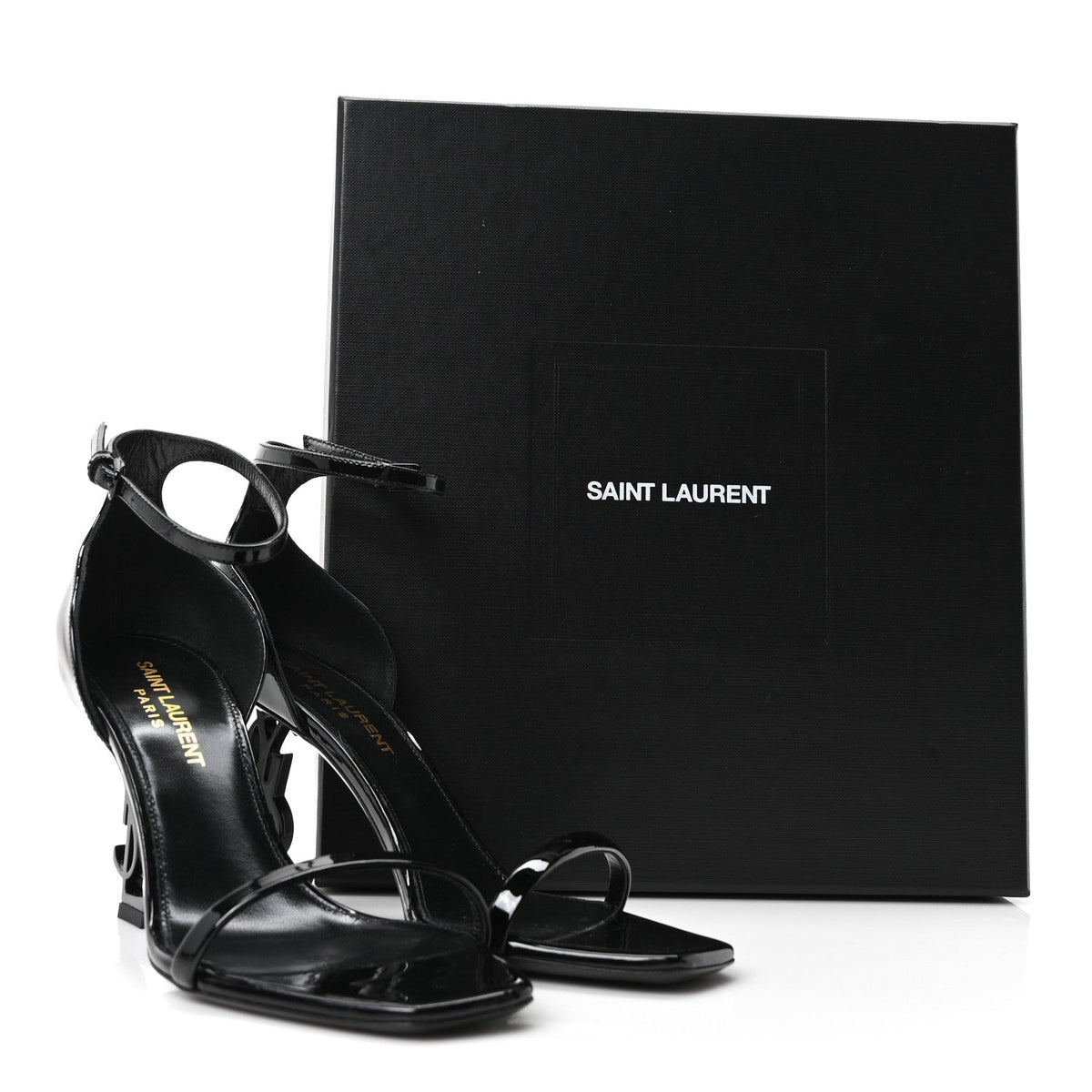 Patent Calfskin Opyum 85 Sandals 36 Black