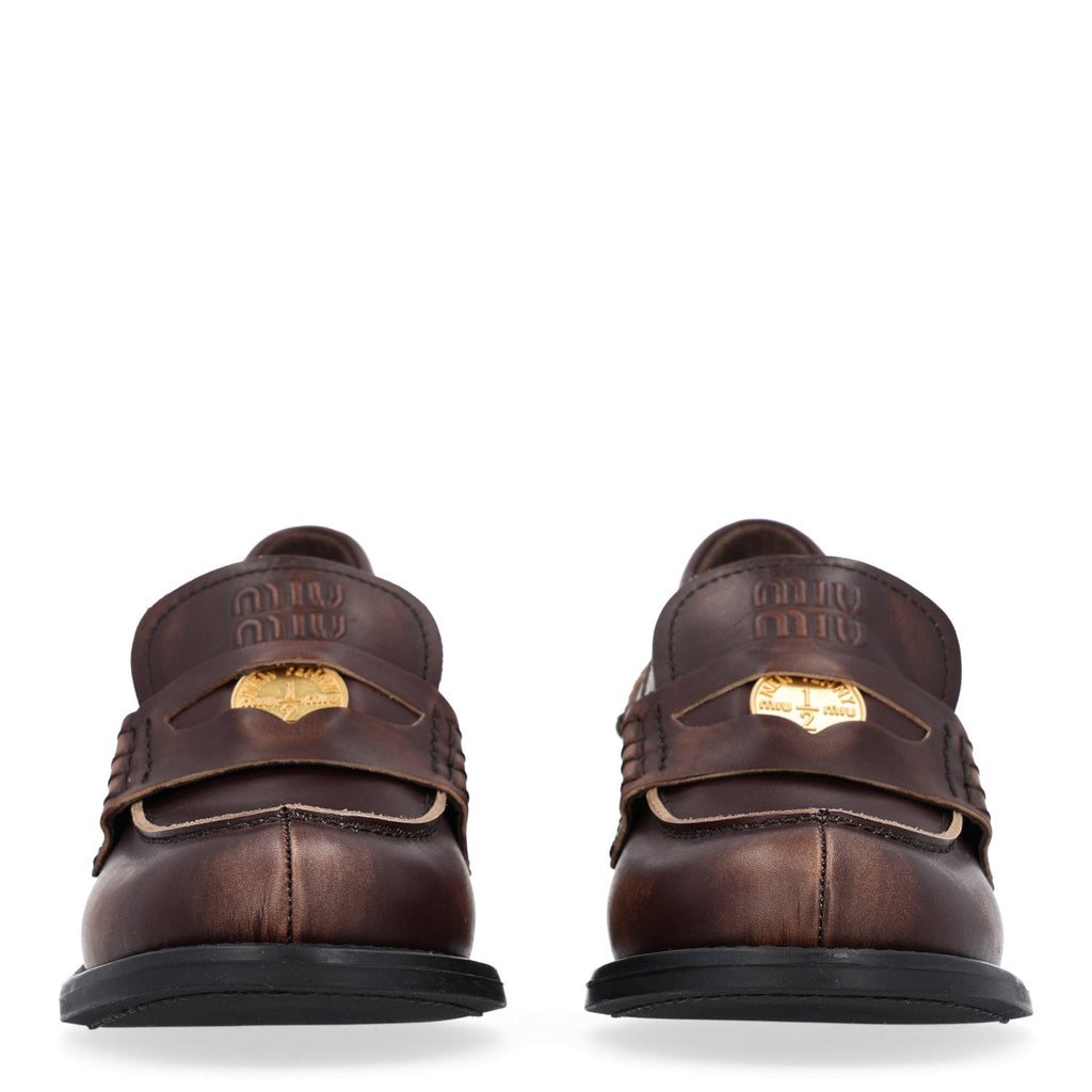 Vitello Deco Penny Platform Loafers 35.5 Ebano