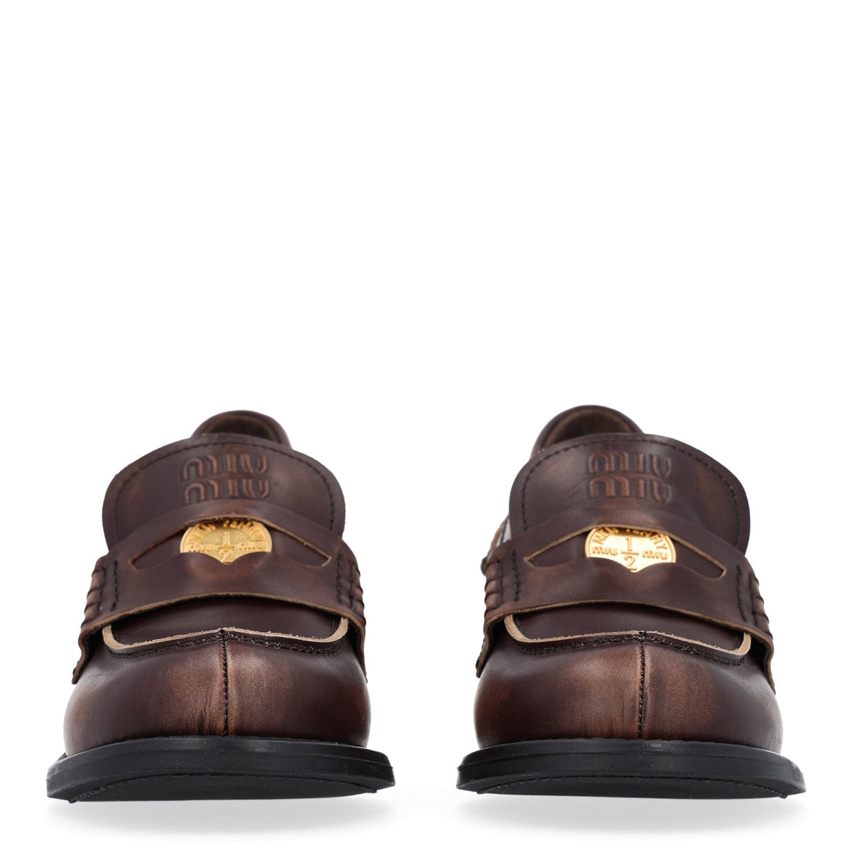 Vitello Deco Penny Platform Loafers 35.5 Ebano