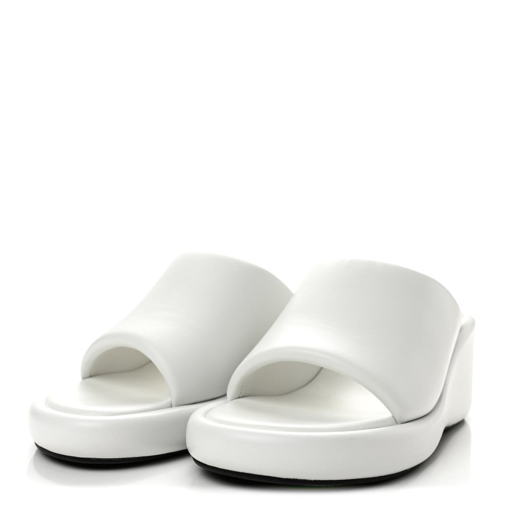 Smooth Nappa Logo Rise Wedge Sandals 37 White Black