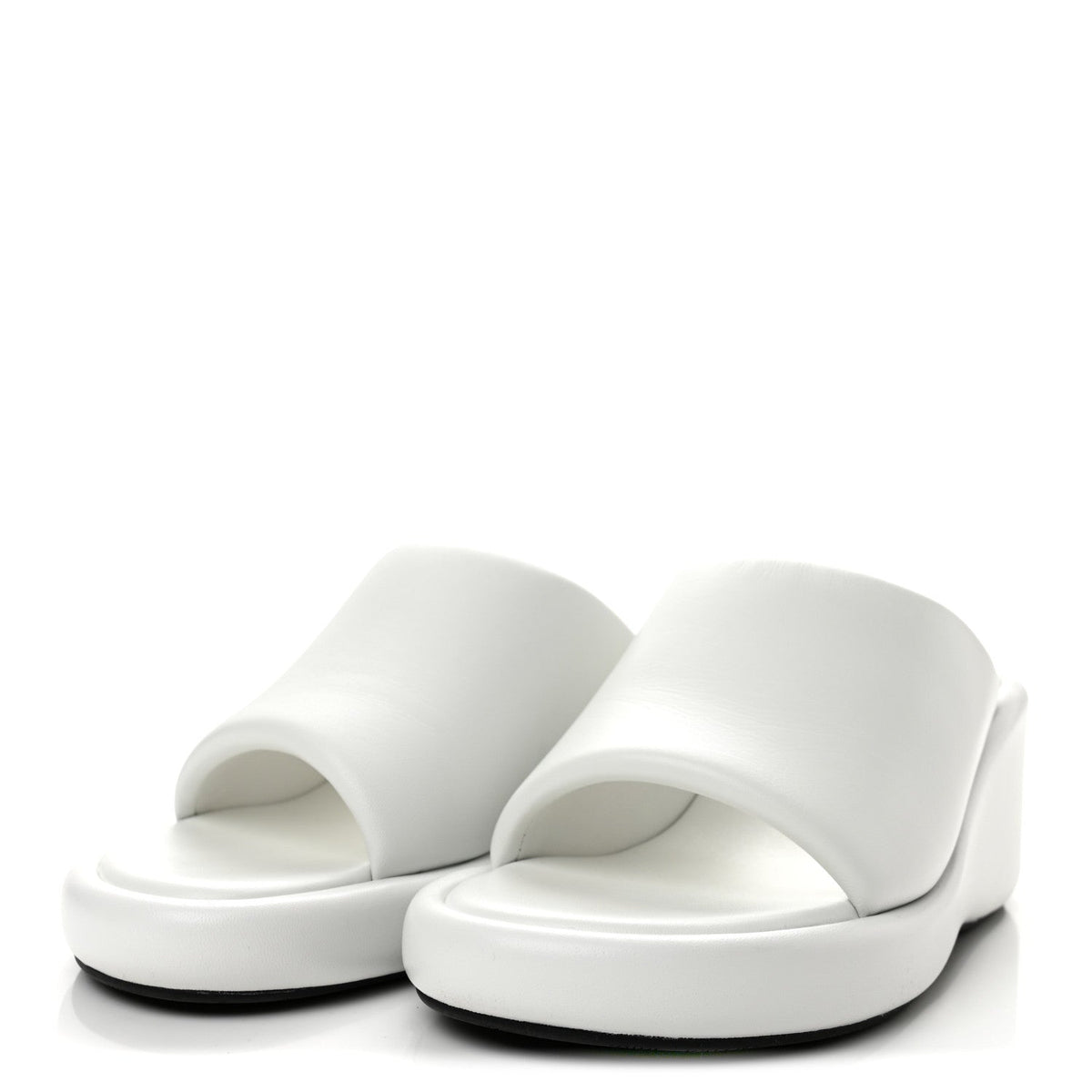 Smooth Nappa Logo Rise Wedge Sandals 37 White Black