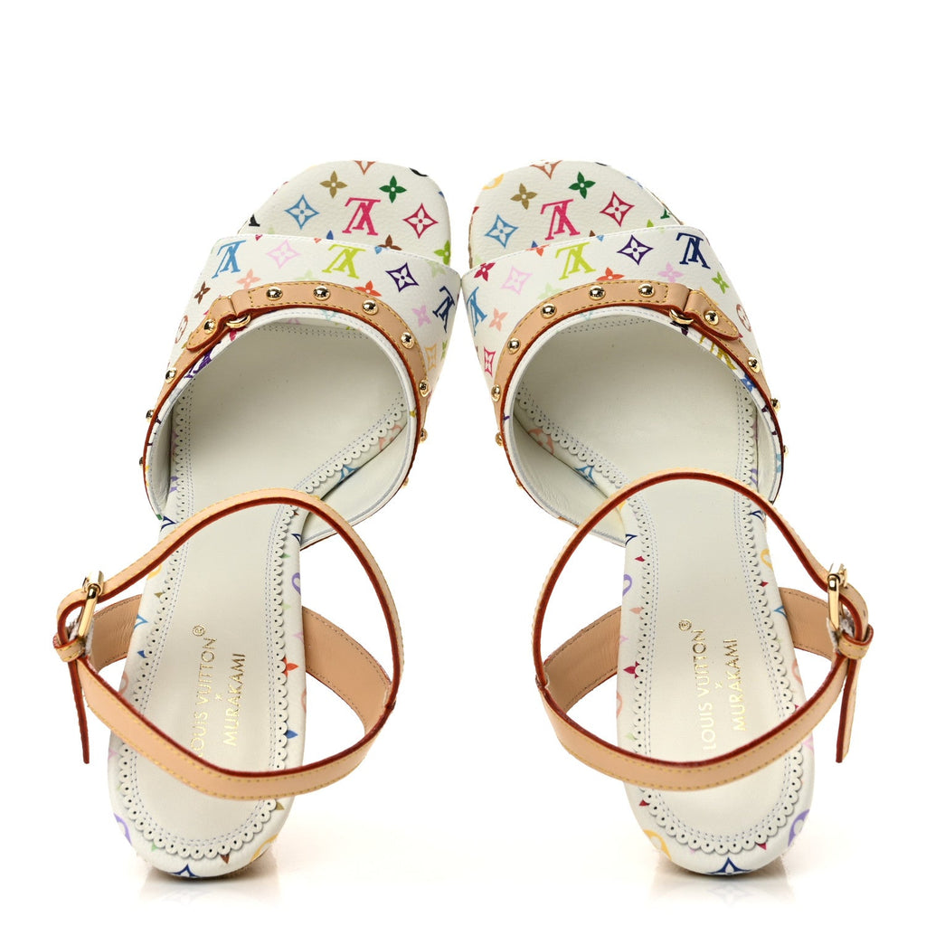 LV X TM Monogram Multicolor Helios Wedge Sandals 40 White