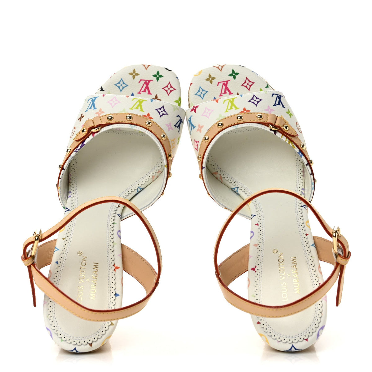 LV X TM Monogram Multicolor Helios Wedge Sandals 40 White