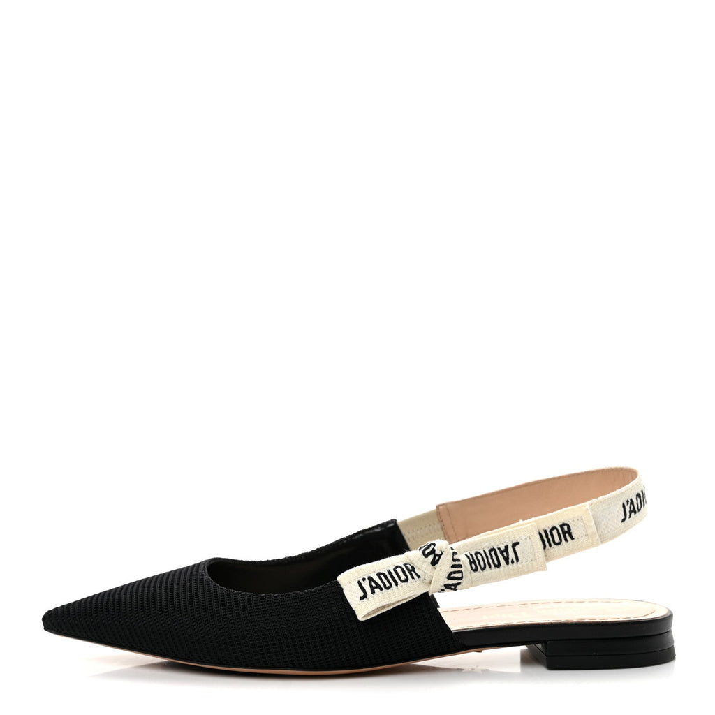Technical Canvas Ribbon J'Adior Slingback Ballet Flats 37.5 Black