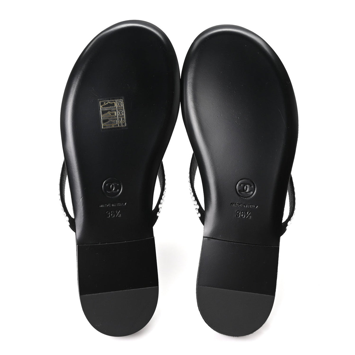Velvet Crystal CC Thong Sandals 36.5 Black