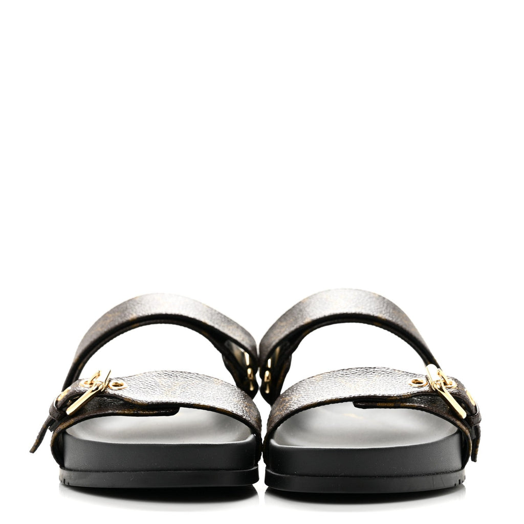 Monogram Bom Dia Mule Sandals 38.5 Black