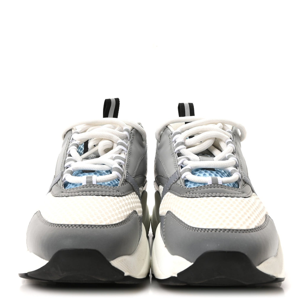 Technical Mesh Calfskin Mens B22 Sneakers 38 White Blue Grey