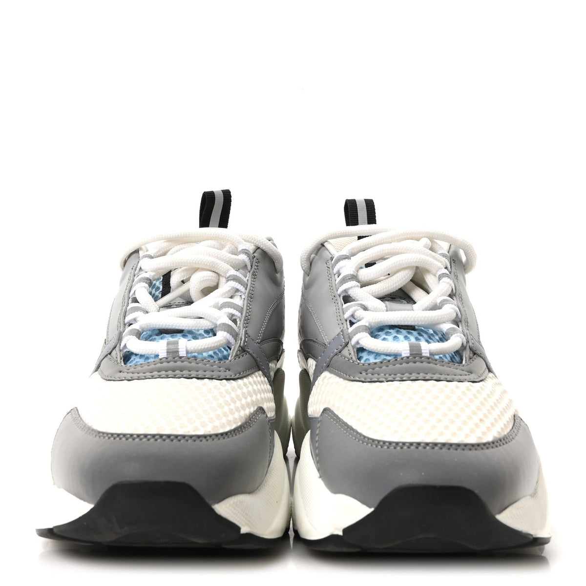Technical Mesh Calfskin Mens B22 Sneakers 38 White Blue Grey