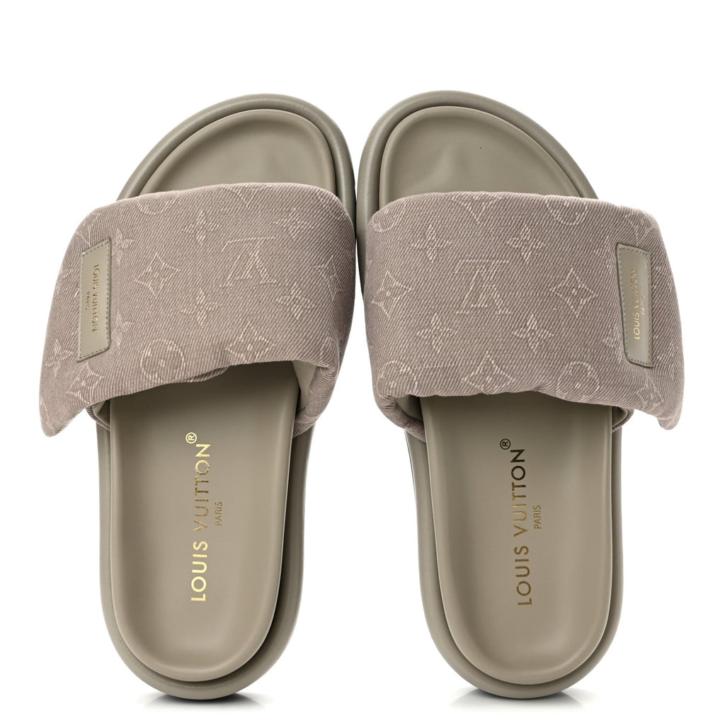 Monogram Denim LV  Womens Pool Pillow Comfort Mules 40 Grey