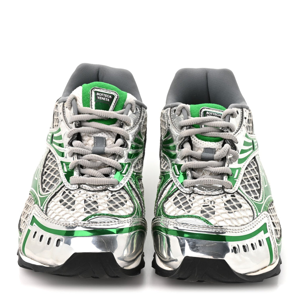 Fishnet Fabric Orbit Sneakers 37 Green Silver