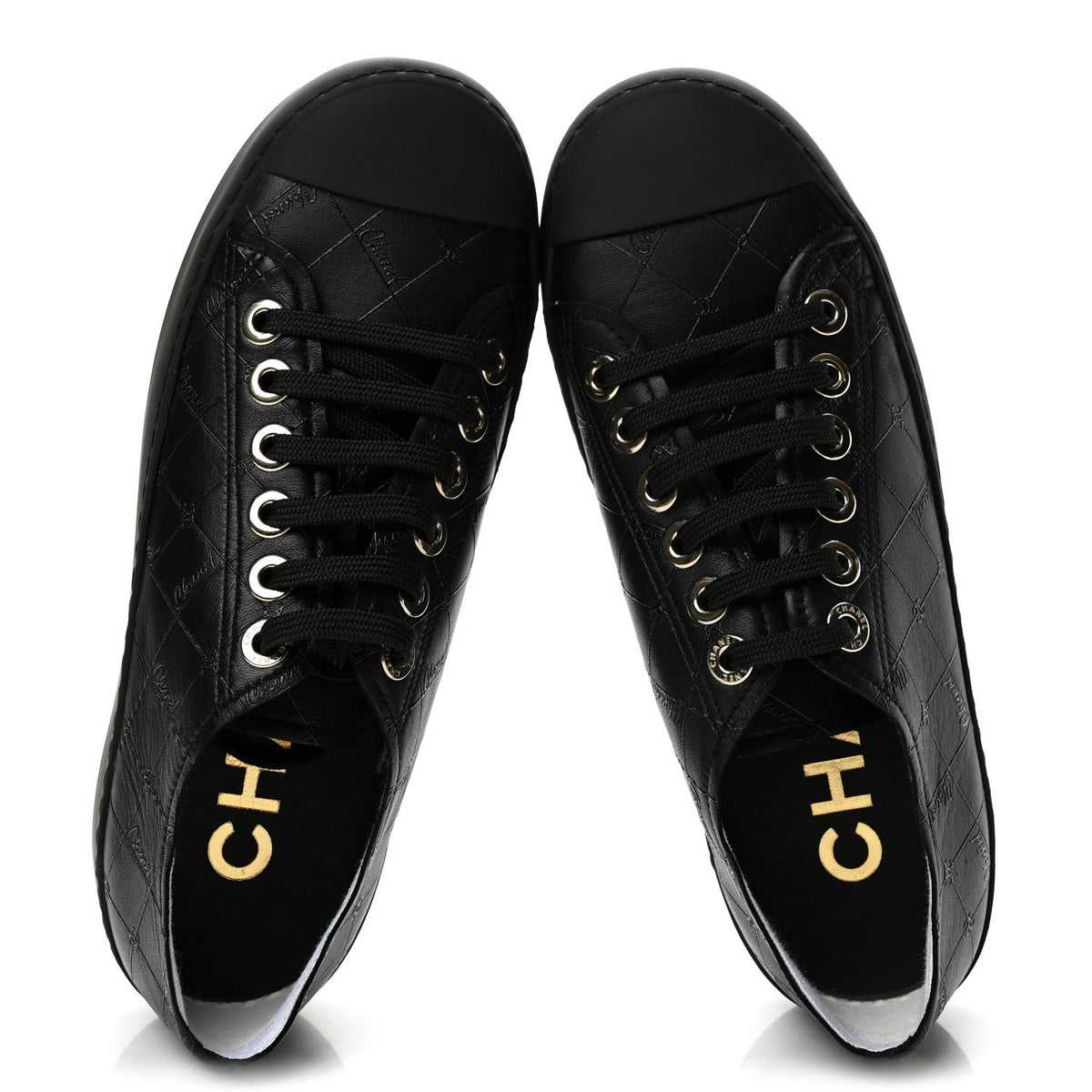 Lambskin Printed Logo Sneakers 37.5 Black