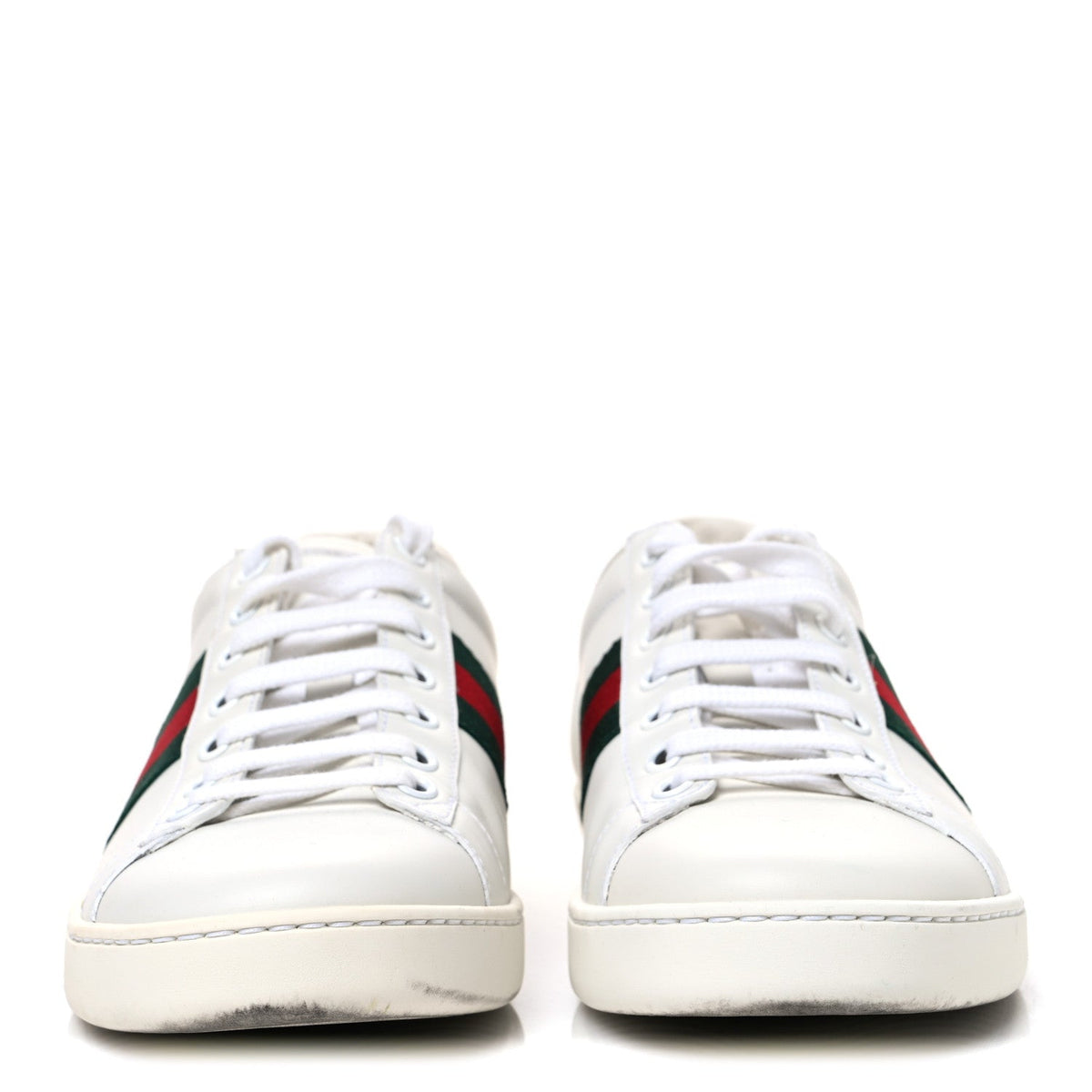 Calfskin Crocodile Web Womens Ace Sneakers 37.5 White Green