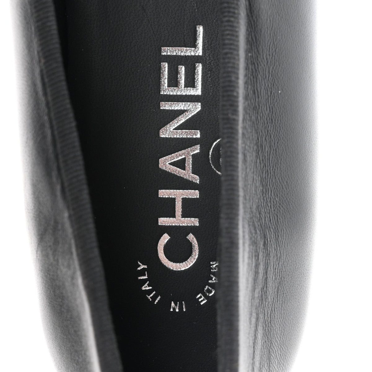 Lambskin CC Cap Toe Ballerina Flats 38.5 Black Dark Grey