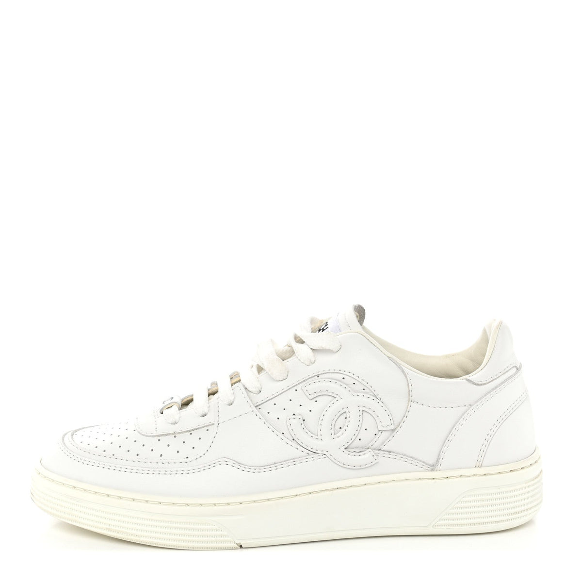 Calfskin Womens CC Sneakers 37 White