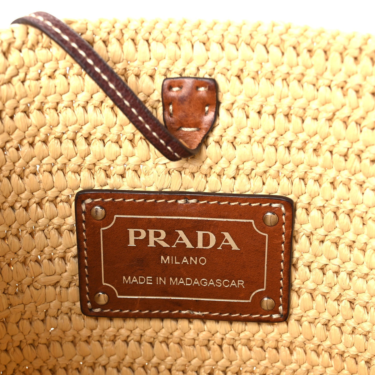 Crochet Vitello Secchiello Bucket Bag Naturale Brandy