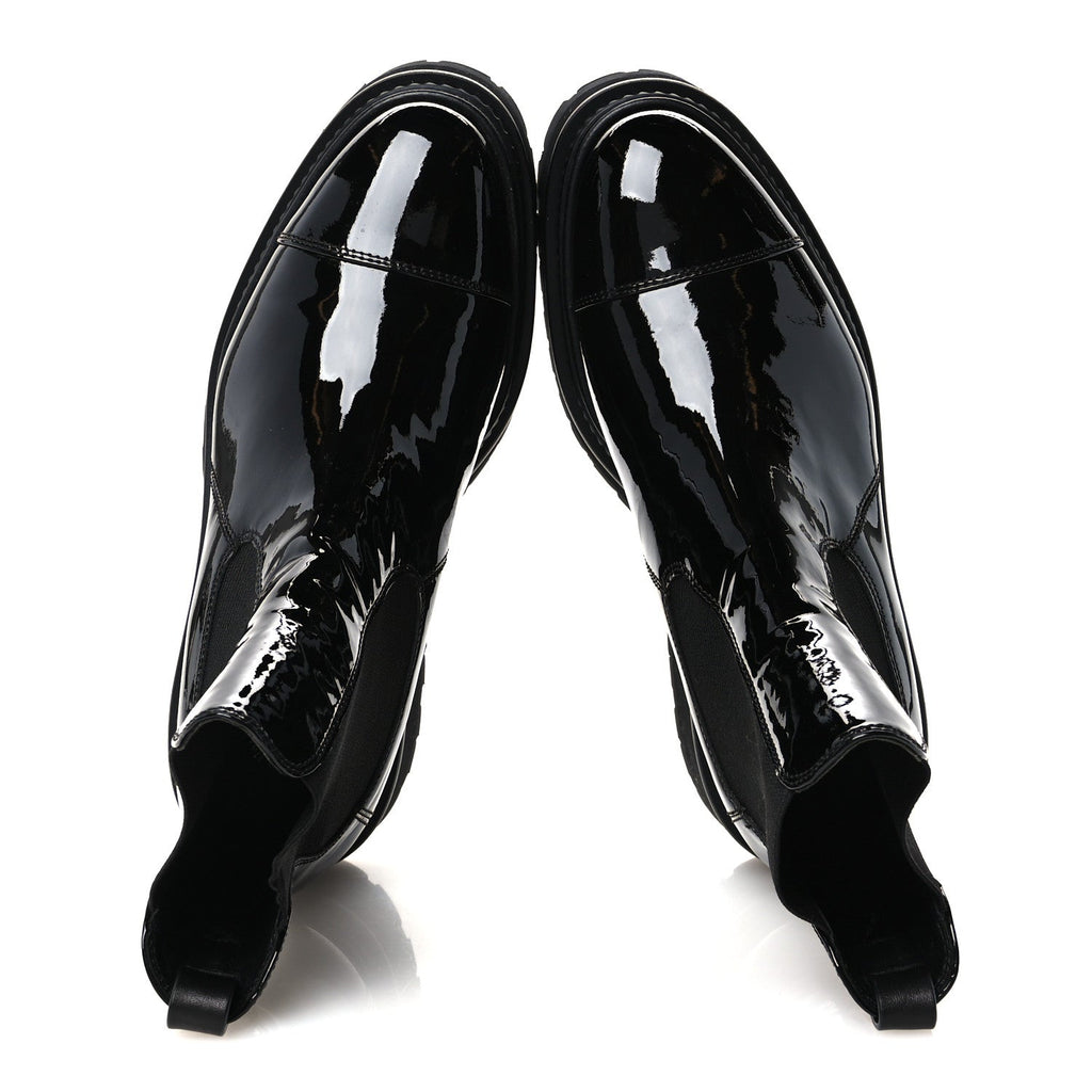 Patent Calfskin Ankle Boots 38 Black