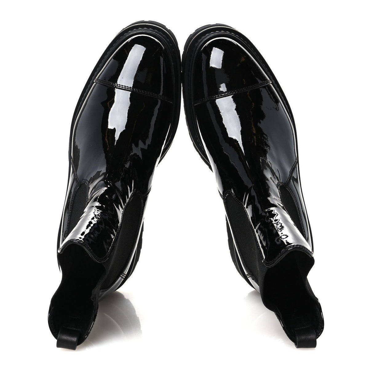 Patent Calfskin Ankle Boots 38 Black