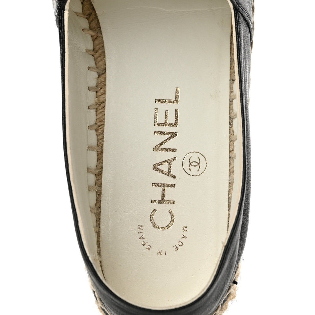Lambskin CC Espadrilles 37 Black White Dark Grey