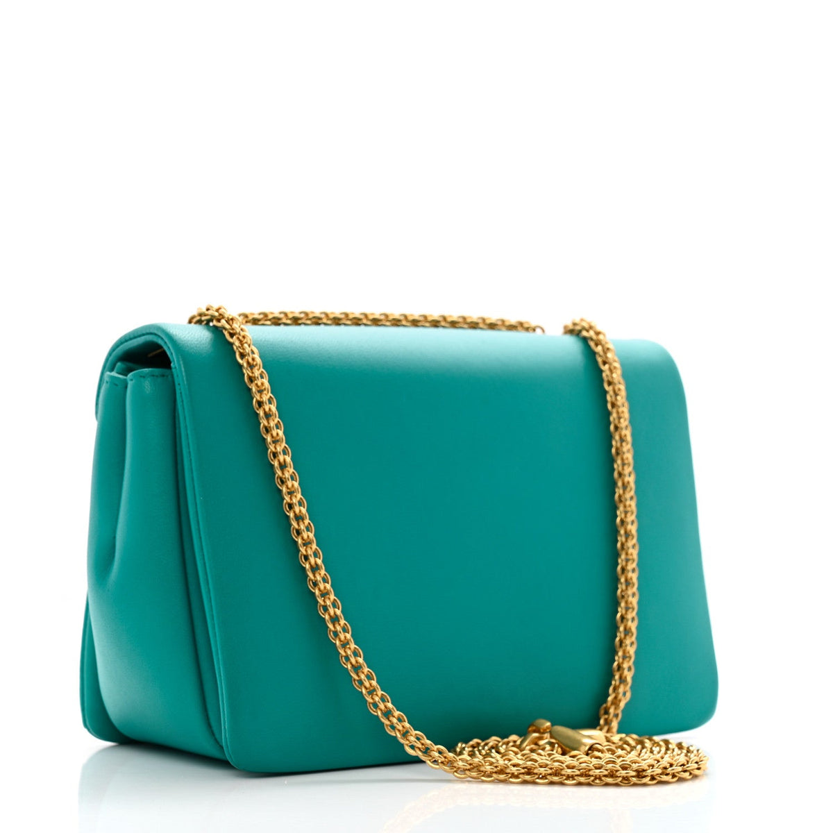 Nappa One Stud Chain Clutch Ultra Marine Green