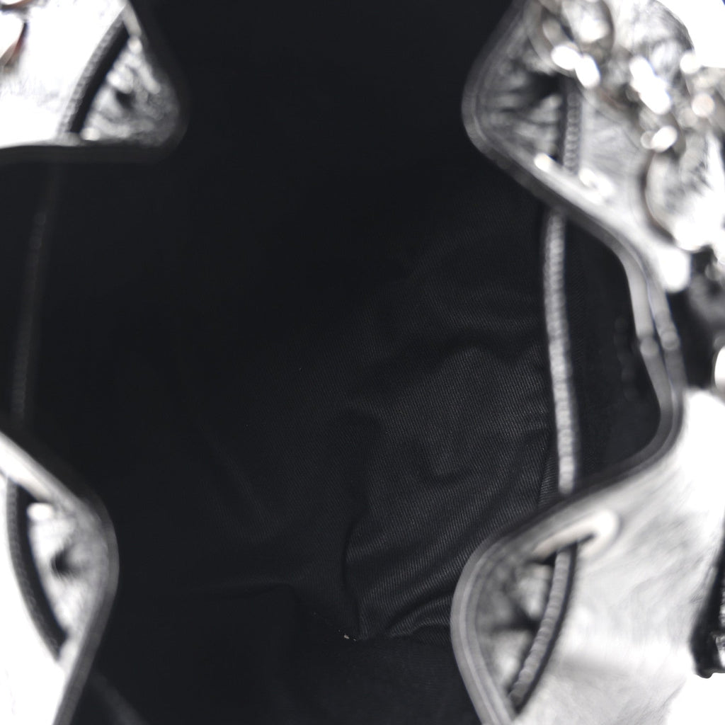 Calfskin Dumbo B Chain Pocket Bucket Bag Black