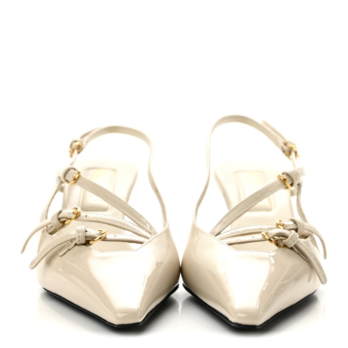 Vernice Buckle 55mm Slingback Pumps 36 Avorio