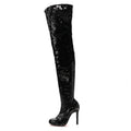 Sequin Lousie X 100 Over The Knee Boots 37 Black Platine