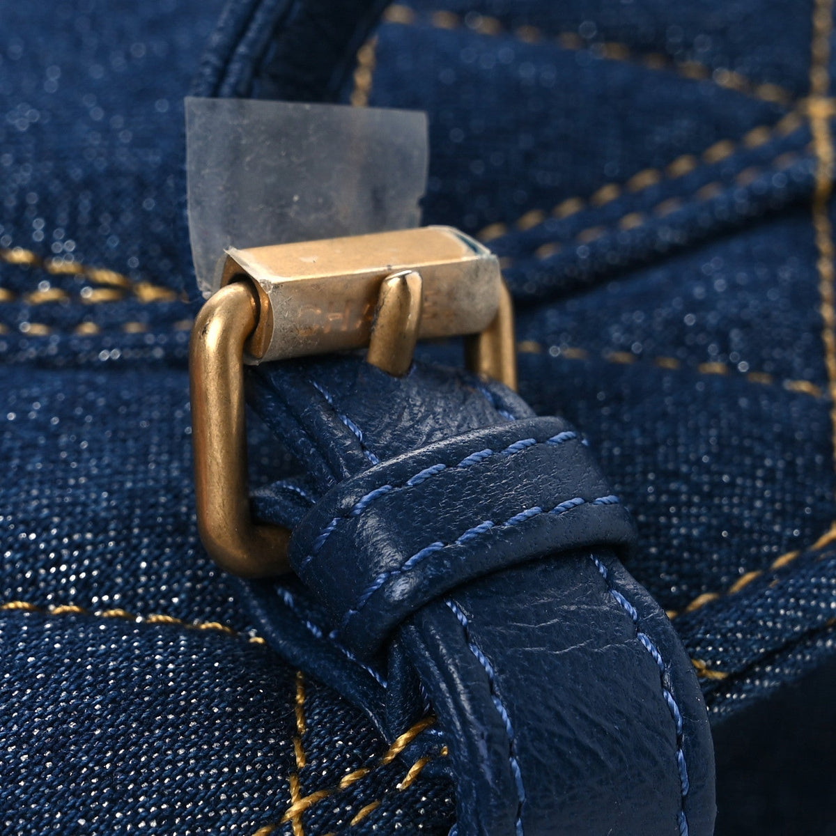 Denim Quilted Double You Backpack Blue Golden