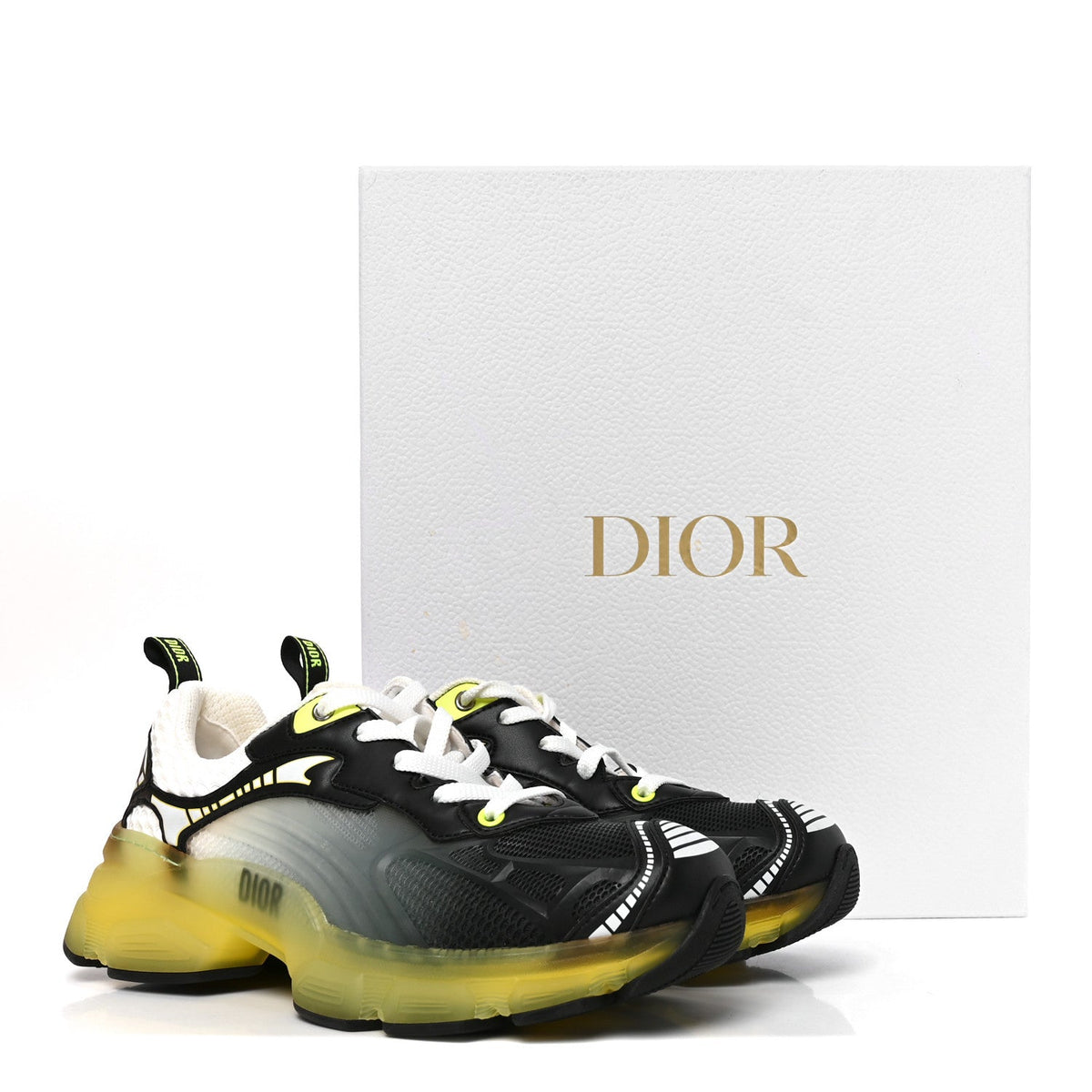 Matte Technical Fabric Mesh Dior Vibe Sneakers 37.5 White Yellow